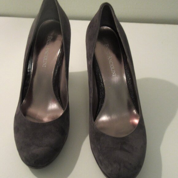 ENZO ANGIOLINI Genuine Suede PUMPS with Silver Leather High Heels & Insole - Picture 4 of 9